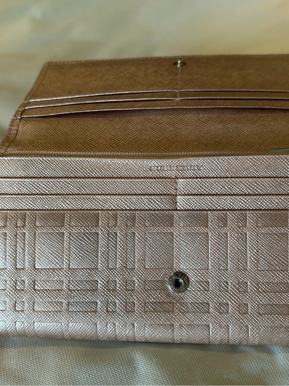 Burberry Metallic Rose Gold Check Clutch Wallet - Picture 9 of 10